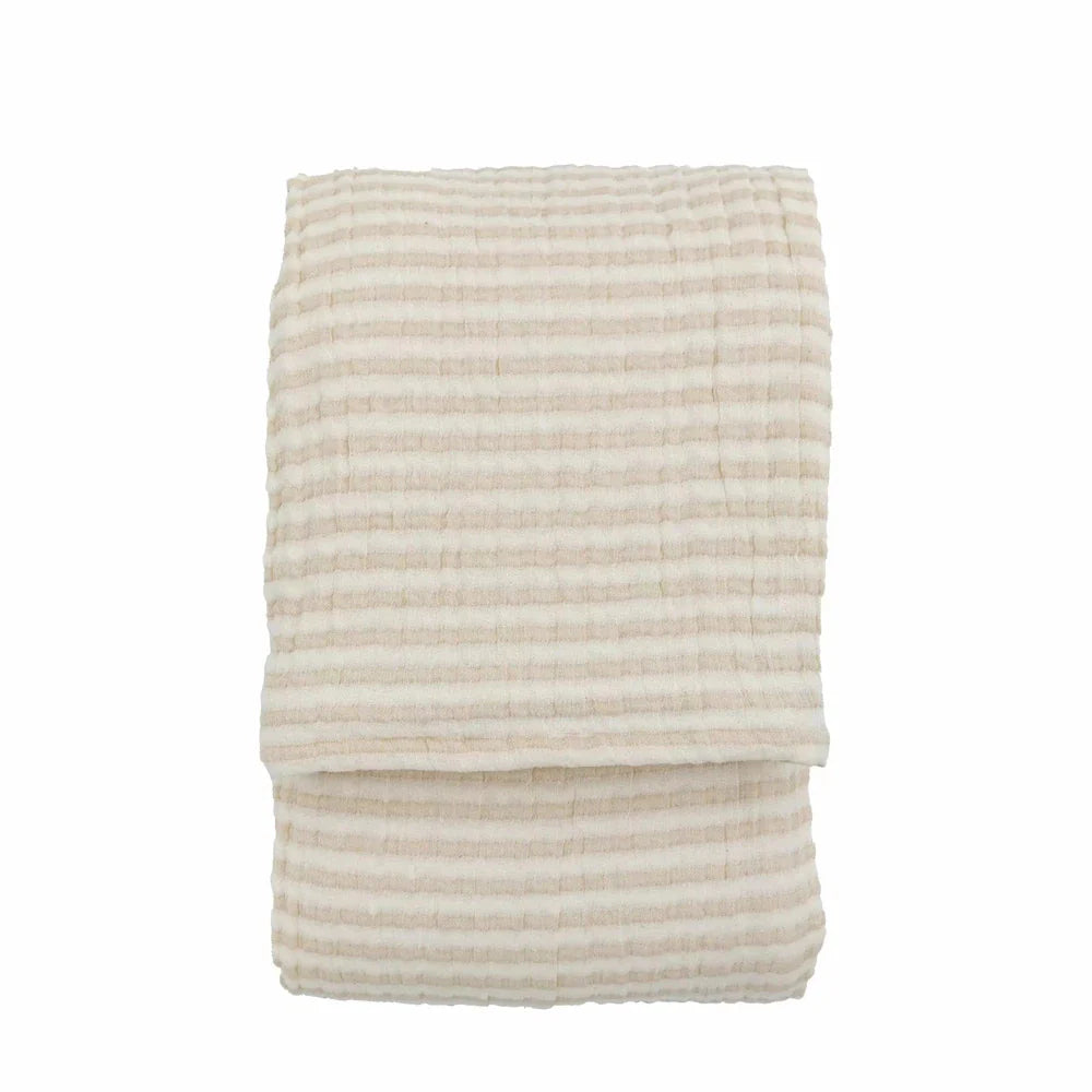 Crinkle Stripe Bedspread Beige