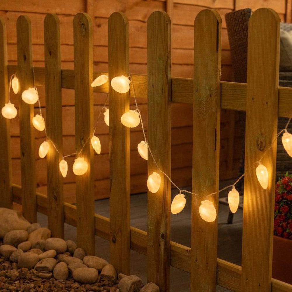 x3 White Seashell LED Solar Garland Lights