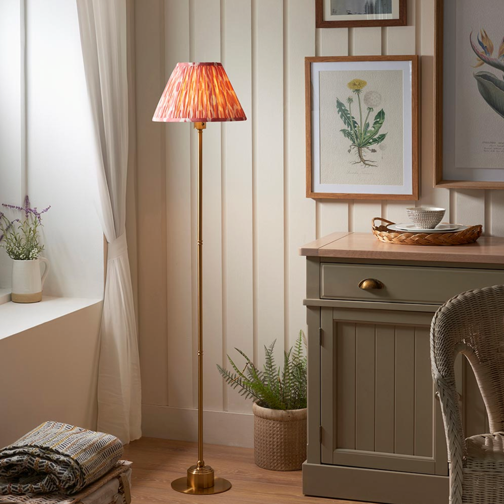Burley Rechargeable Floor Lamp with Ikat Shade