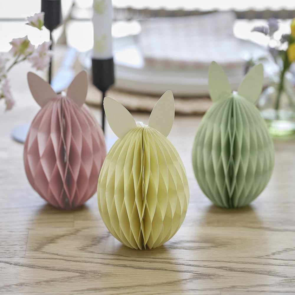 9x Easter Bunny Honeycomb Decorations