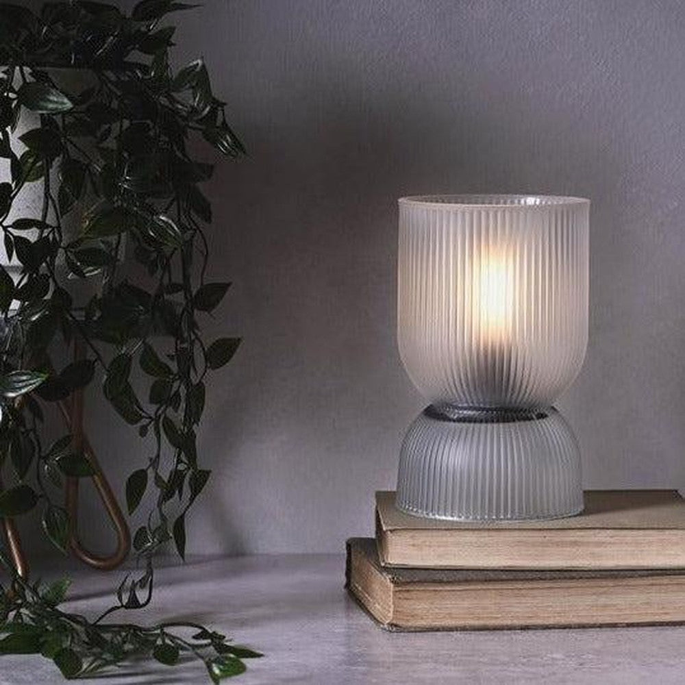 Frosted White Battery Curved Glass Lamp